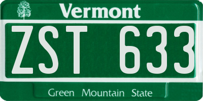 VT license plate ZST633