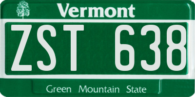 VT license plate ZST638