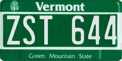 VT license plate ZST644