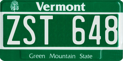 VT license plate ZST648