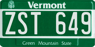 VT license plate ZST649