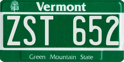 VT license plate ZST652