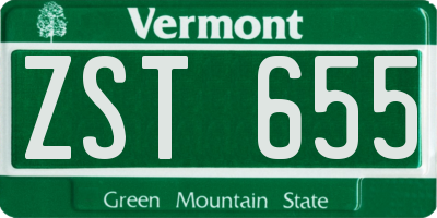 VT license plate ZST655