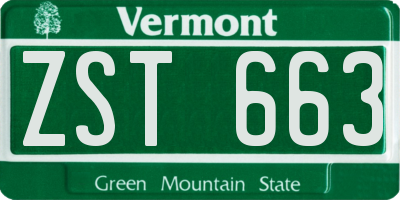 VT license plate ZST663