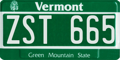 VT license plate ZST665