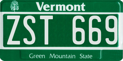 VT license plate ZST669