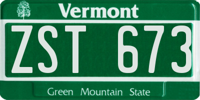 VT license plate ZST673