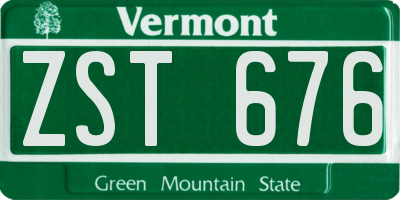 VT license plate ZST676