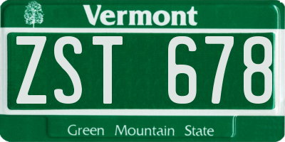 VT license plate ZST678