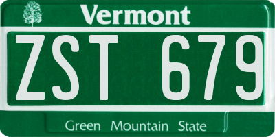 VT license plate ZST679