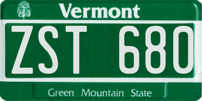 VT license plate ZST680