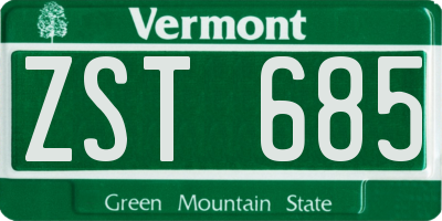 VT license plate ZST685