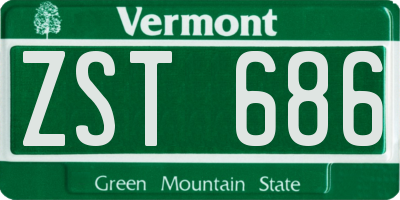 VT license plate ZST686