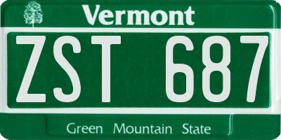 VT license plate ZST687