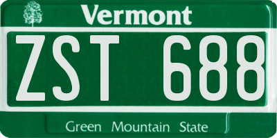VT license plate ZST688