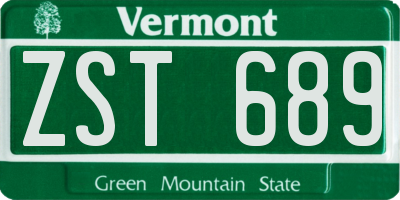 VT license plate ZST689