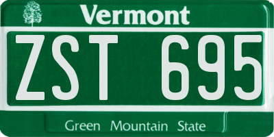 VT license plate ZST695