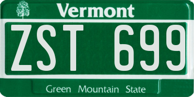 VT license plate ZST699