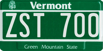 VT license plate ZST700