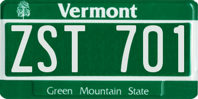 VT license plate ZST701