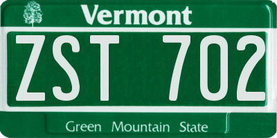 VT license plate ZST702
