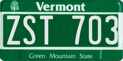 VT license plate ZST703