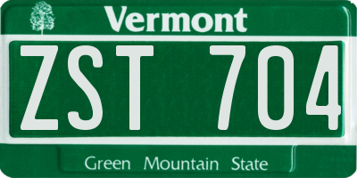 VT license plate ZST704