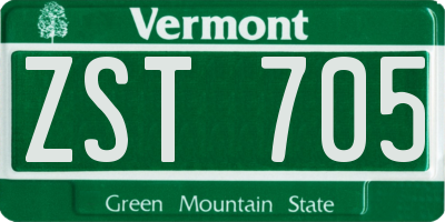 VT license plate ZST705