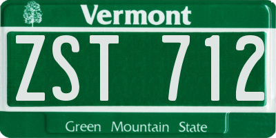 VT license plate ZST712