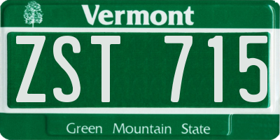 VT license plate ZST715
