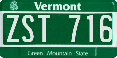VT license plate ZST716