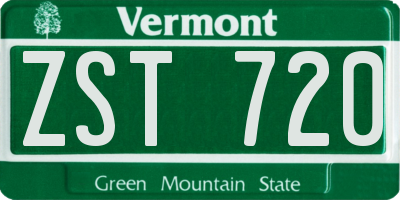 VT license plate ZST720