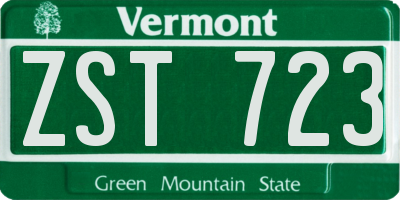 VT license plate ZST723