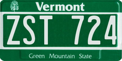 VT license plate ZST724