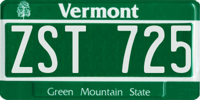VT license plate ZST725