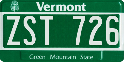 VT license plate ZST726