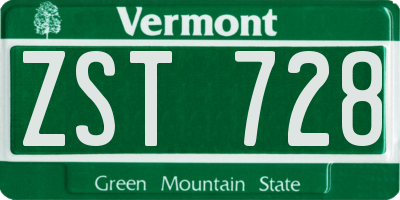 VT license plate ZST728