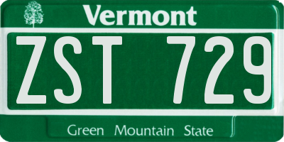 VT license plate ZST729