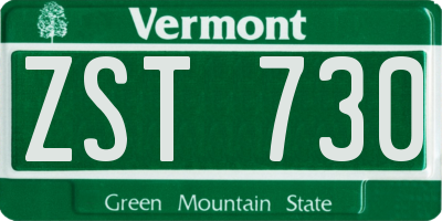 VT license plate ZST730