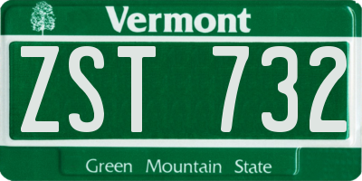 VT license plate ZST732