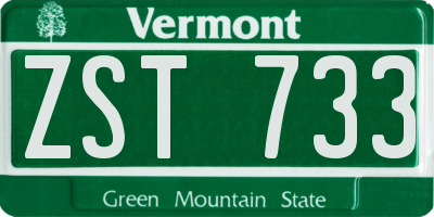 VT license plate ZST733