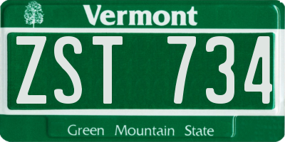 VT license plate ZST734