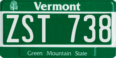 VT license plate ZST738