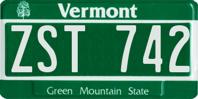 VT license plate ZST742