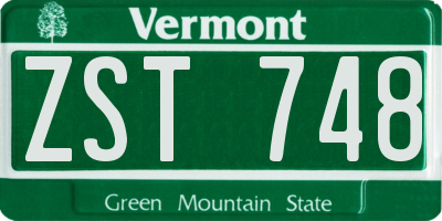 VT license plate ZST748
