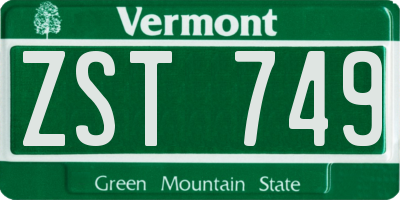 VT license plate ZST749