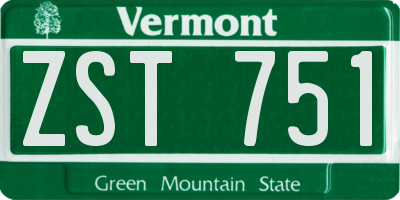 VT license plate ZST751
