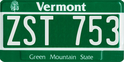 VT license plate ZST753
