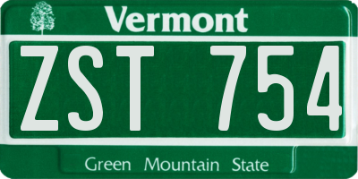 VT license plate ZST754