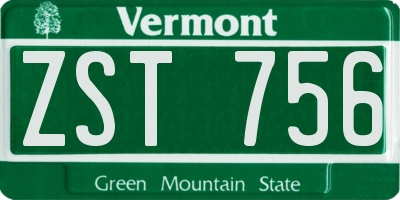 VT license plate ZST756